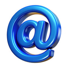 Fototapeta premium 3D Blue At Symbol Icon on Black Background with Subtle Lighting and Reflections email icon internet symbol isolated on a transparent background