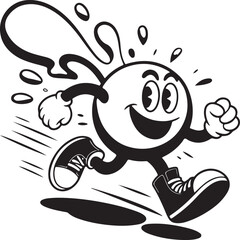 Obraz premium Retro cartoon character running with red splatter