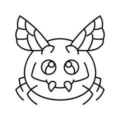 wings cute monster line icon vector illustration