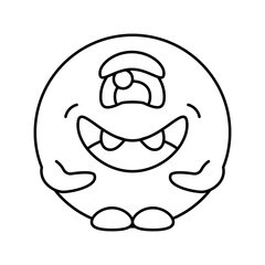round shaped monster cute line icon vector illustration