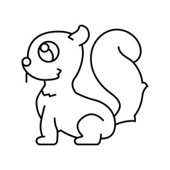 fluffy tail cute monster line icon vector illustration