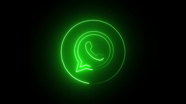 Attractive WhatsApp Icon in HD quality on a black background. With video animation, the Color is Blue or Powder Blue