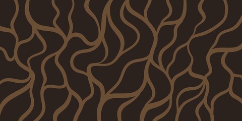 Wavy beige lines on a dark brown background