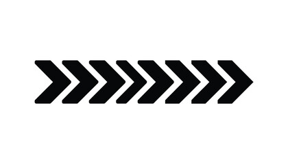 Black Directional Chevron Arrow Graphic Icon for Navigation, Road Sign, Infographic, Interface Design, Traffic Symbol, Vector Isolated on White Background.