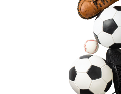 Dynamic Sporting Gear Arrangement, Top-Down Perspective, isolated