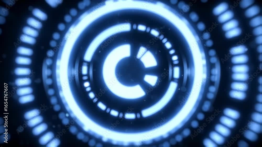 Aufkleber futuristic glowing circular interface animation with digital elements and abstract background