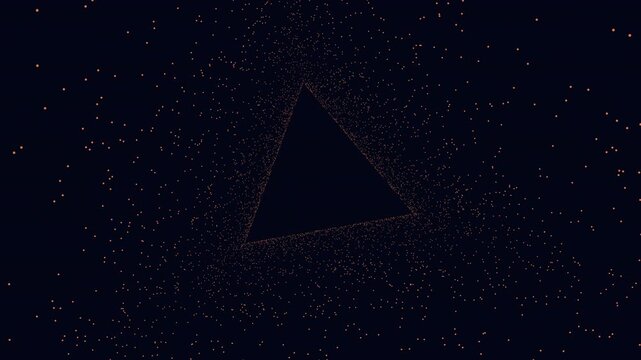Numerous small dots artfully arranged in a triangular pattern to create the illusion of a larger triangle shape