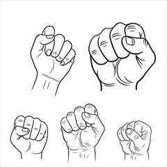 Five Line Drawings of Human Fists: A Collection of Hand Sketches
