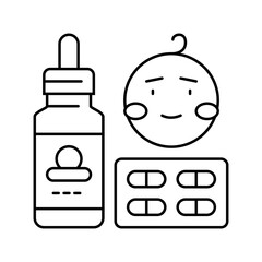 pediatric medication child care nurse line icon vector illustration