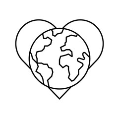 earth heart eco conscious line icon vector illustration