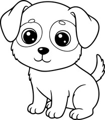 Fototapeta premium Cute Puppy with Big Eyes Coloring Page