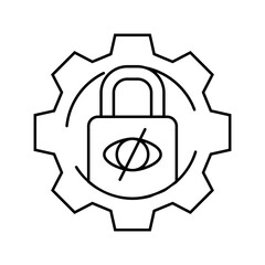 privacy settings gear line icon vector illustration