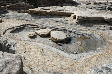 Geological rocks in a tidal rock pool