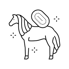 grooming horse breeding line icon vector illustration