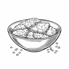 Sesame sauce fried meat image vector isolated on white background.