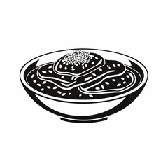 Black and white Sesame sauce fried meat image vector isolated on white background.