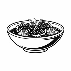 Black and white Sesame sauce fried meat image vector isolated on white background.