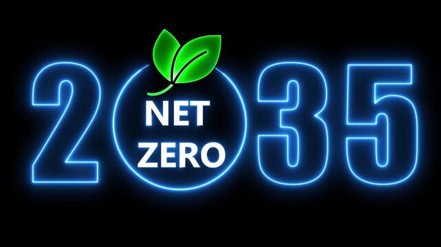 Net zero 2035 environmental sustainability goal achievement neon sign animation