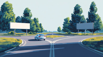 The car decides whether to go left or right with Blank Direction Signs.