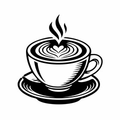 Cup of hot coffee latte image vector isolated on white background.