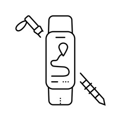 fitness tracker pole nordic walking line icon vector illustration