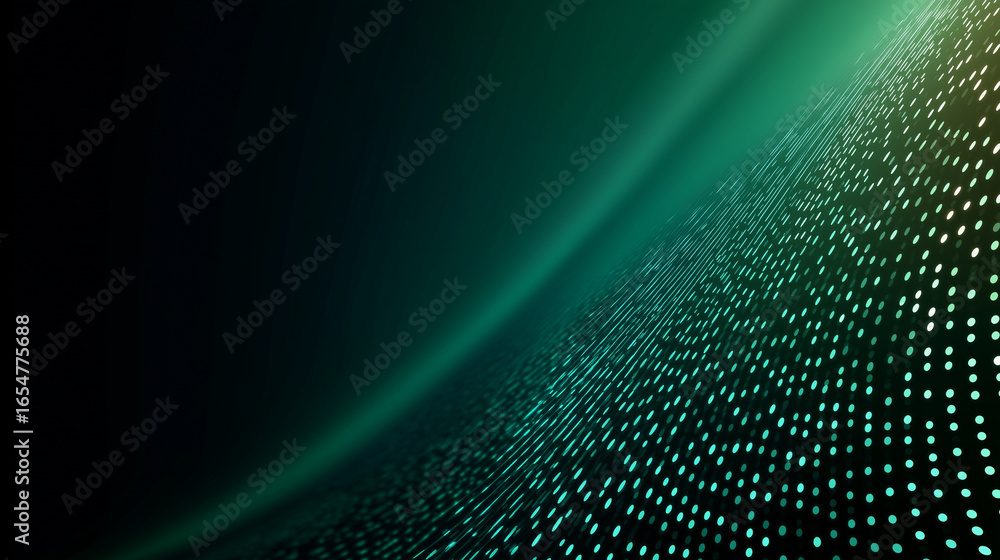 Poster green abstract data flow: a futuristic visualization depicting an abstract data stream. the vibrant 