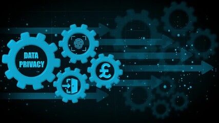 Data Privacy Security Gears Fingerprint Identity Protection Financial Data Management Cyber - Powered by Adobe