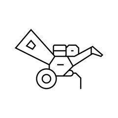 wood chipper tractor line icon vector illustration
