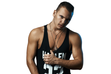 Pensive Man in Casual Wear on Transparent Background