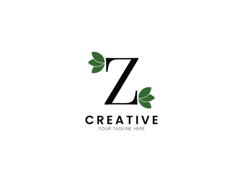 Minimalist leaf logo design with letter Z. Luxury logo concept