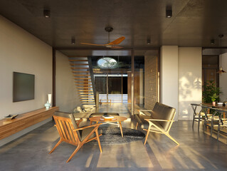 Stylish Living & Dining Room with Warm Wooden Details