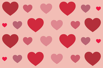 Seamless Heart Pattern Vector with Red and Pink Romantic Design on Pastel Background for Valentine’s Day, Love Wallpapers, Textiles, and Decorative Illustrations