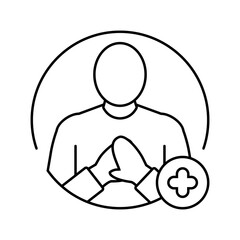 cpr chest compressions line icon vector illustration