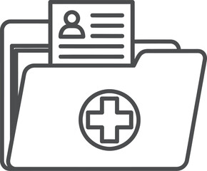 Vector art of medical folder with patient record and plus sign icon