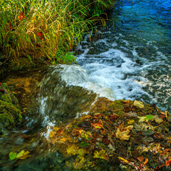 Small stream in Saint Affrique in the south of France.
River in the middle of greenery in spring...