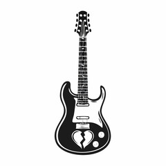 Electric guitar with a broken heart symbol expressing heartbreak emotion music and sorrowful vibes
