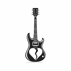 Obraz premium Electric guitar with a broken heart symbol expressing heartbreak emotion music and sorrowful vibes