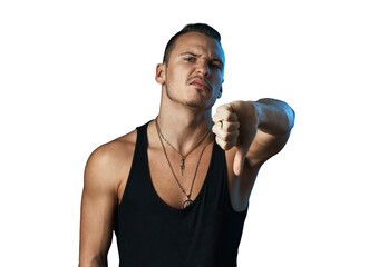 Man Showing Thumbs Down Gesture
