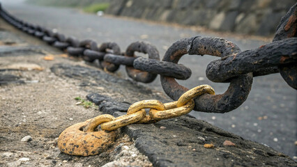 black chain with a golden link