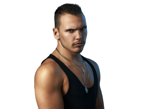 Muscular Man with Intense Expression