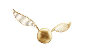 Levitating Golden Snitch with Soft Glow, Angled Perspective, Isolated on Transparent Background
