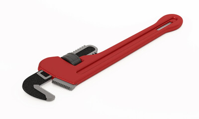 Adjustable wrench isolated on white background. 3D illustration