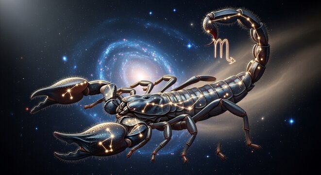 Dramatic Scorpion Constellation with Glowing Stars on Dark Cosmic Background