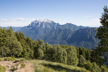 Mountain named “Grigna”.
Panoramic view on mountain named “Grigna” from a location named: “Alpe Giumello”.
