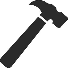 hammer icon work tool in dark grey and clear background flat color block vector illustration