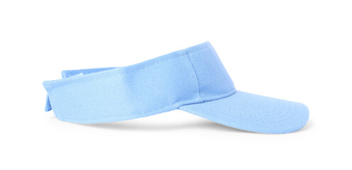 One light blue visor cap isolated on white. Mockup for design