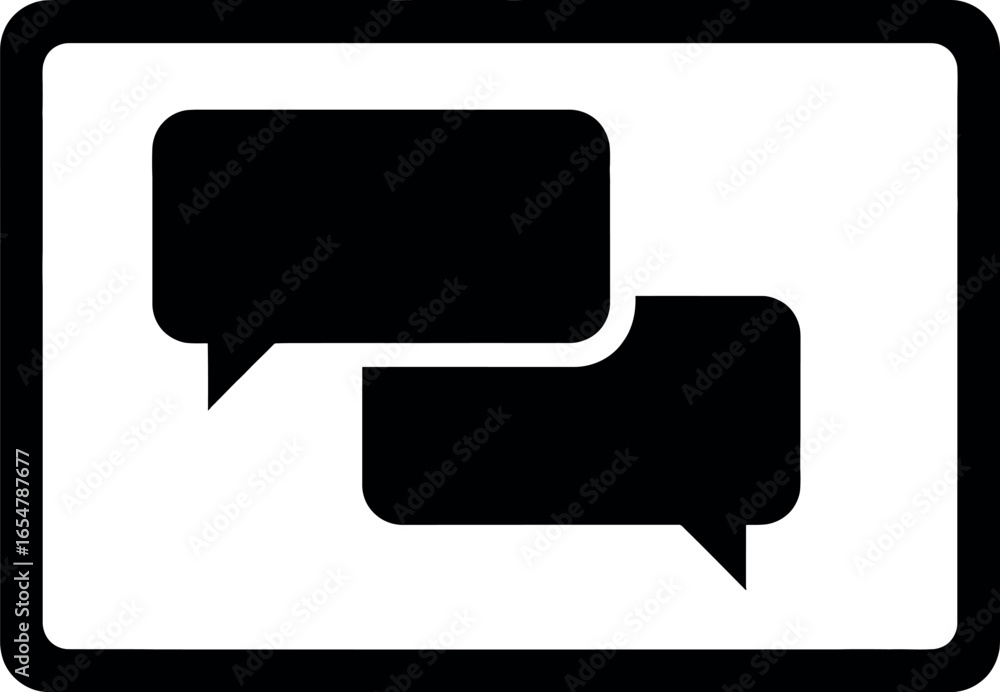 Poster vector art of two chat bubbles representing communication and dialogue, isolated on white background