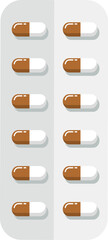 Brown and White Capsule Pill in Blister Pack
