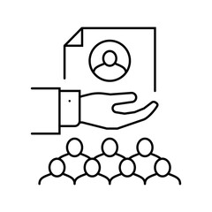personalized recruitment outreach head hunting line icon vector illustration