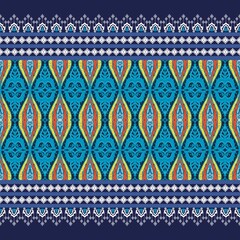 Abstract geometric tribal ethnic oriental ikat folklore diamonds traditional seamless pattern...